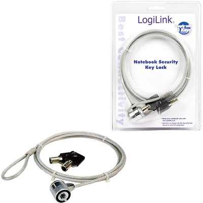 LogiLink Universal Κλειδαριά για Laptop με Κλειδιά 1,5m Ασημί