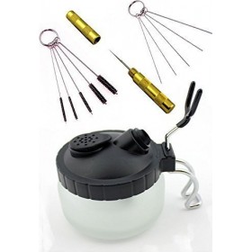 ABEST 4 SET Airbrush Spray Gun Wash Cleaning Tools Needle Nozzle Brush Glass Cleaning Pot Holder