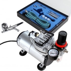 Timbertech Airbrush Kit with Compressor, Double Action Airbrush Gun and Accessories (ABPST05)