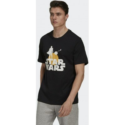 Adidas X Star Wars The Mandalorian Ανδρικό T-shirt Μαύρο με Στάμπα
