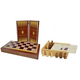 "Σκάκι / Τάβλι Οξιά με Ξύλινα Πιόνια 6 Σκάκι / Τάβλι Οξιά με Ξύλινα Πιόνια 6,5cm 38x38cm
