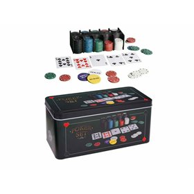 Μεταλλικό Κουτί Πόκερ με 200 μάρκες, 2 τράπουλες και Τσόχα 24x11.5x10cm