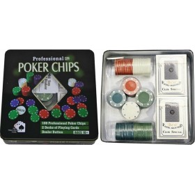 Μάρκες Casino 100τμχ &amp 2 Τράπουλες σε Μεταλλικό Κουτί