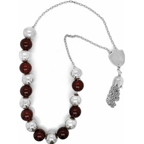 Κομπολόι Ασήμι 925 με Καφέ Ημιπολύτιμους Λίθους