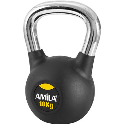 AMILA Kettlebell Rubber Cover Cr Handle 10Kg