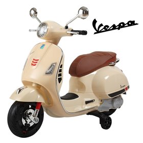 Ηλεκτροκίνητη Μηχανή VESPA 6V με Φως Μπεζ Καφέ 