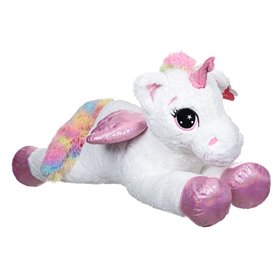 Λούτρινος Μονόκερος Ξαπλωτός Ροζ Glitter Φτερά 100 cm