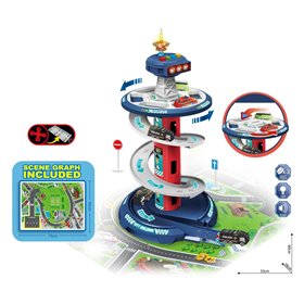 Γκαράζ Αυτοκινήτων Κυκλική Πίστα Πύργος Ελέγχου με Ήχο Φώτα 1:64 - 26 τμχ.