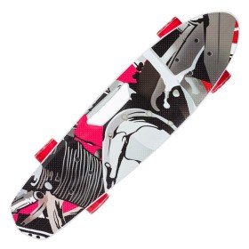 Skate Pennyboard Αλουμινίου Σχέδιο Μαύρο Κόκκινο με Φως 65x17 cm