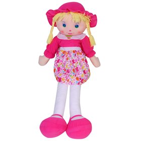 Κούκλα Πάνινη Ξανθιά Ροζ Φόρεμα 30 cm