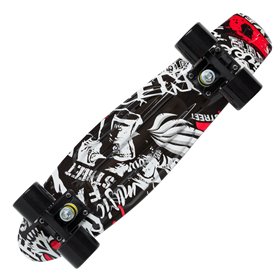 Skate Pennyboard Αλουμινίου Σχέδιο Graffiti Μαύρο Κόκκινο 56x14 cm