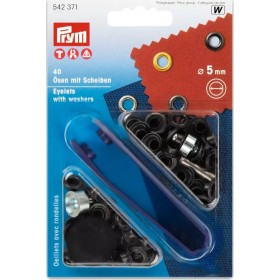 Prym Καψούλια/τρουκ Κορδονιού Μαύρα Ανοξείδωτα 5χιλ.