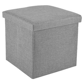 Σκαμπό Αποθήκευσης Γκρι Βελουτέ 38x38x38 cm