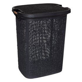 Καλάθι Απλύτων Μαύρο Ξύλινα Χερούλια 46x37x57.5 cm