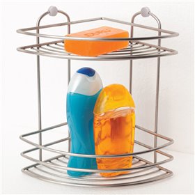Ράφι Μπάνιου Inox Γωνιακό 2 Θέσεων 2 Γάντζων 21x21x28 cm  Ράφι Μπάνιου Inox Γωνιακό 2 Θέσεων 2 Γάντζων 21x21x28 cm
