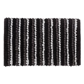 Χαλάκι Μπάνιου Μαύρο Γκρι με Ανάγλυφη Πλέξη 80x50 cm