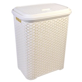 Καλάθι Απλύτων Ρατάν Εκρού 36x26x50 cm - 35 lt