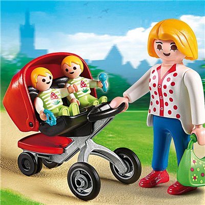 Playmobil Μαμά &amp Δίδυμα με Καροτσάκι