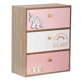 Συρταριέρα Διακοσμητική Ξύλινη Hello Μονόκερος 21x10x27 cm