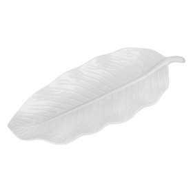 Πιατέλα Σερβιρίσματος Κεραμική Φύλλο Λευκό 50x22x5 cm