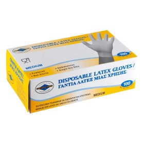 Γάντια Latex Μιας Χρήσης Λευκά Μ - 100 τμχ. Γάντια Latex Μιας Χρήσης Λευκά Μ - 100 τμχ.