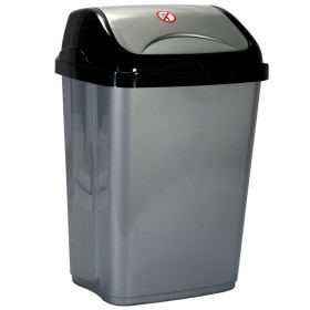 Κάδος Απορριμμάτων Πλαστικός Silver Παλλόμενο Μαύρο Καπάκι 26 lt