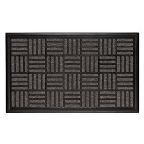 Πατάκι - Χαλάκι Εξώπορτσς Γκρι Μαύρο Ανάγλυφες Γραμμές 75x45 cm