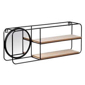 Διακοσμητικό Ράφι 2 Επιπέδων Ξύλινο Μεταλλικό με Καθρέφτη 50x10x19 cm