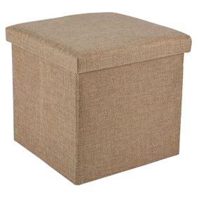 Σκαμπό Αποθήκευσης Καφέ Λινάτσα 30x30x30