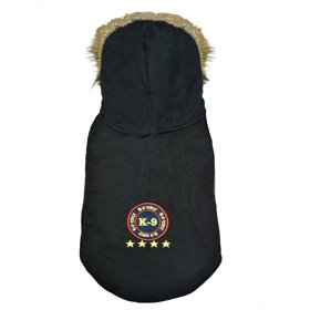 Μπουφάν Κατοικιδίου Μαύρο Σιέλ Κουκούλα Γούνα Κ-9 Μπουφάν Κατοικιδίου Μαύρο Σιέλ Κουκούλα Γούνα Κ-9