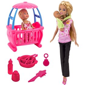 Κούκλα Μανεκέν με Κούνια &amp Αξεσουάρ