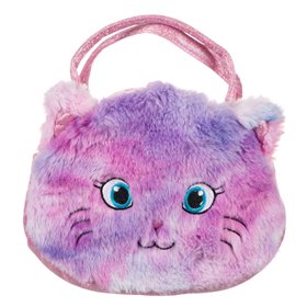 Λούτρινη Γάτα Λευκή σε Τσαντάκι Μωβ Gliiter