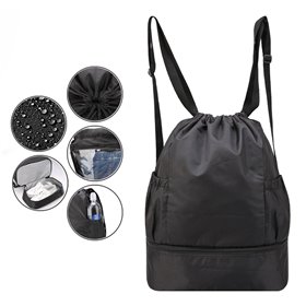 Σακίδιο Αθλητικό Μαύρο Αδιάβροχο με Θήκη 32x16x45 cm