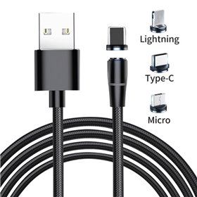 Καλώδιο Φόρτισης με 3 Μαγνητικά Pin Μπλε LED - 1.5 m