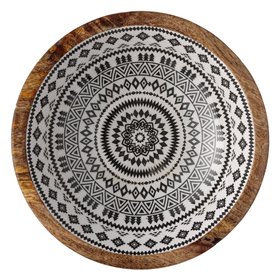 Μπολ Σερβιρίσματος Ξύλινο με Σμάλτο Μαύρο Λευκό Aztec 20x8 cm