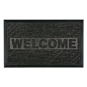 Πατάκι - Χαλάκι Εξώπορτας Μαύρο Ανάγλυφα Σχέδια &quotWelcome&quot 75x45 cm