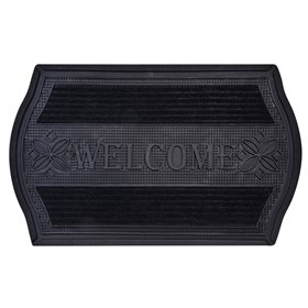 Πατάκι - Χαλάκι Εξώπορτας Μαύρο Ανάγλυφες Γραμμές Μήνυμα &quotWelcome&quot 75x45 cm