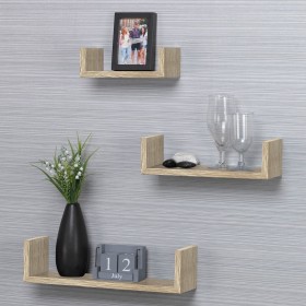 Ράφια Τοίχου Ξύλινα Μπεζ- 3τμχ. 