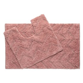 Σετ Χαλάκια Μπάνιου Βαμβακερά Dusty Pink Σχέδιο Tiles - 2 τμχ.