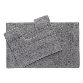 Σετ Χαλάκια Μπάνιου Βαμβακερά Γκρι Σχέδιο Ρίγες - 2 τμχ.