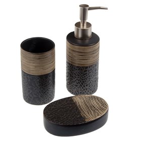 Σετ Μπάνιου Κεραμικό Καφέ Μπεζ Ψηφιδωτό - 3 τμχ.