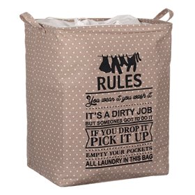 Καλάθι Απλύτων Υφασμάτινο με Χερούλια Taupe Πουά 40x30x50 cm - 60 lt