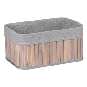 Καλάθι Αποθήκευσης Μπαμπού Γκρι Ύφασμα 32x22x16cm