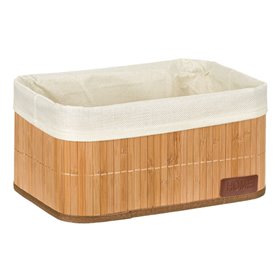 Καλάθι Αποθήκευσης Μπαμπού Μπεζ Ύφασμα Home 32x22x16 cm