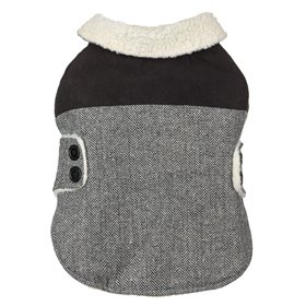 Παλτό Κατοικίδιου Γκρι Λευκή Γούνα με Κουμπιά Παλτό Κατοικίδιου Γκρι Λευκή Γούνα με Κουμπιά