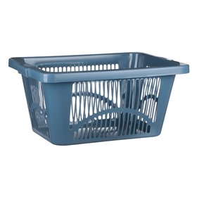 Λεκάνη Ρούχων Πλαστική Διάτρητη Μπλε Ραφ Πλεκτό Σχέδιο με Χερούλια 40 lt