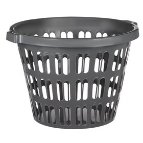 Λεκάνη Ρούχων Πλαστική Στρογγυλή Διάτρητη Ανθρακί με Χερούλια 40 lt
