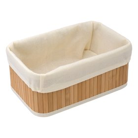 Καλάθι Αποθήκευσης Μπαμπού Μπεζ Ύφασμα 28x18x12 cm