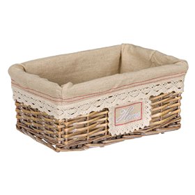 Καλάθι Αποθήκευσης Ξύλινο Μπεζ Ύφασμα 28x19x12 cm