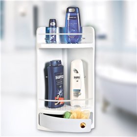 Ράφι Μπάνιου Πλαστικό Λευκό με Συρτάρι 29x18x41 cm Ράφι Μπάνιου Πλαστικό Λευκό με Συρτάρι 29x18x41 cm
